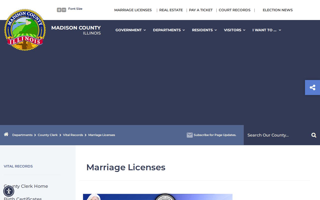 Madison County marriage license and copy route