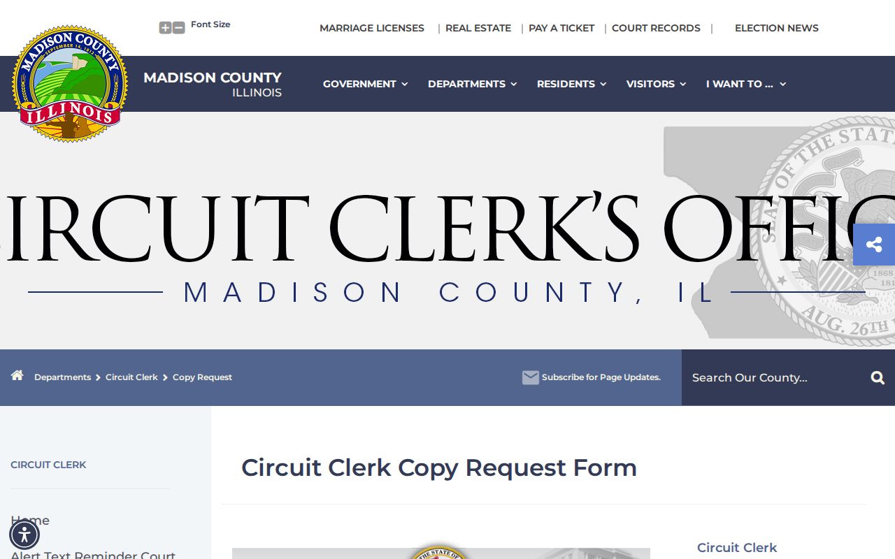 Collinsville resident lookup Madison County court copy request