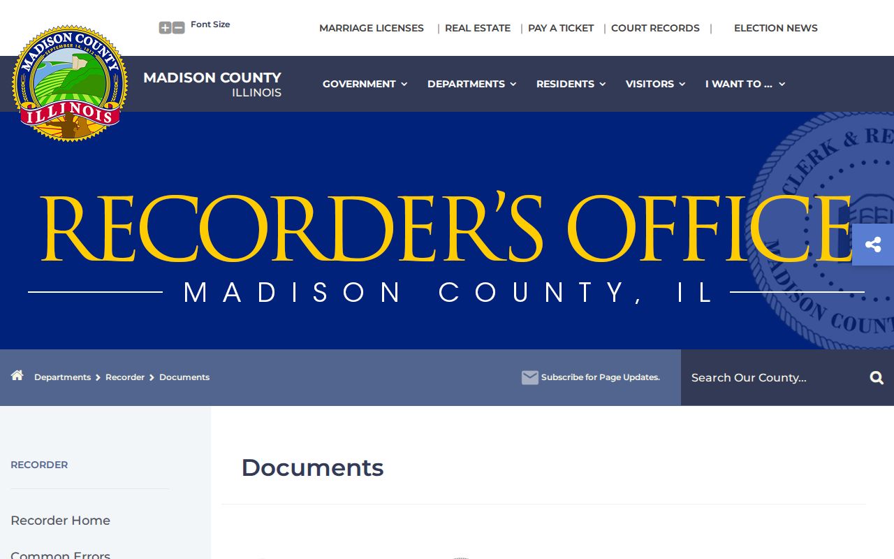 Madison County recorded document requirements used for Collinsville street research