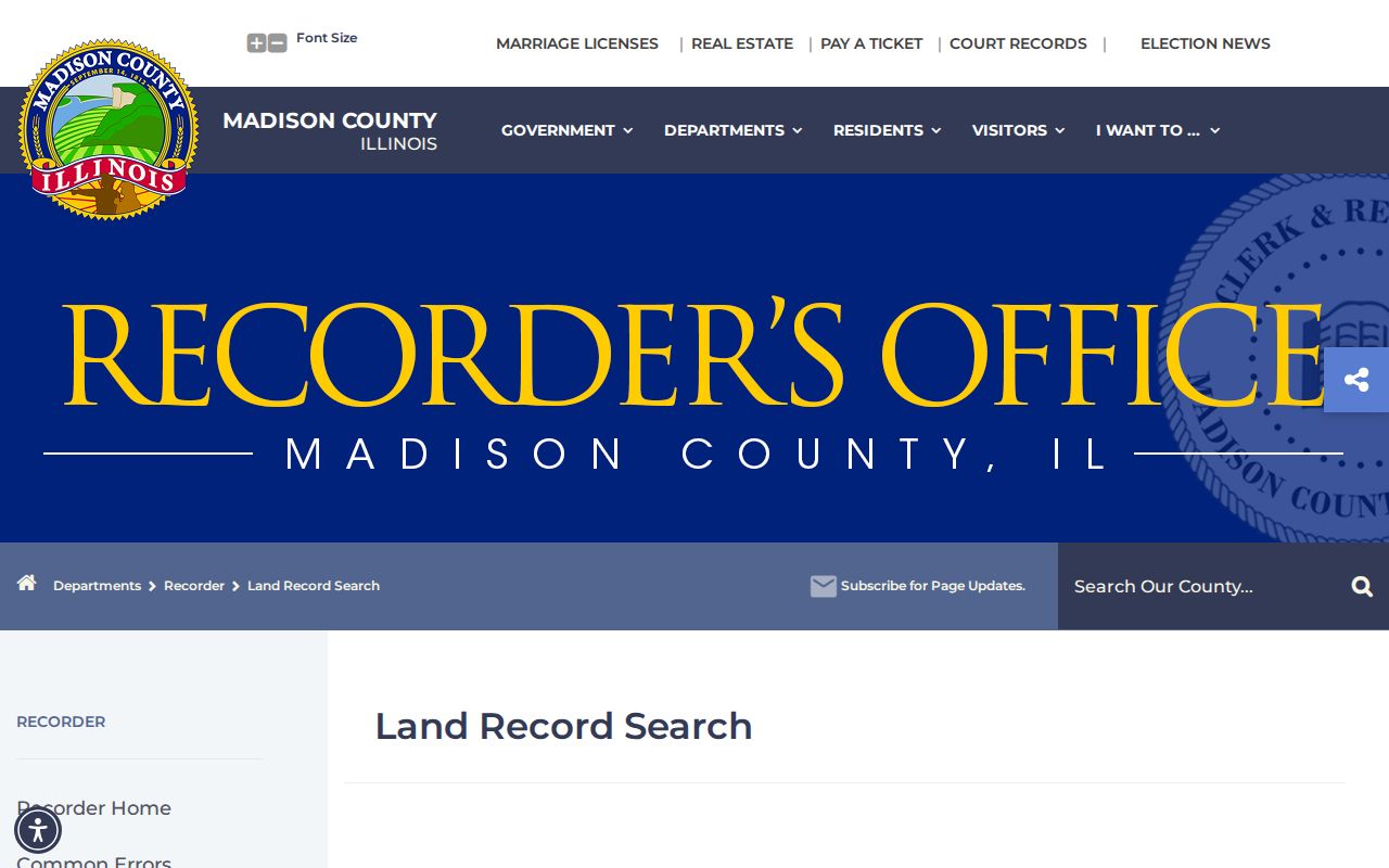 Madison County land record search choices for a Collinsville street